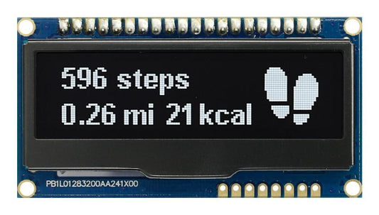 OLED Graphic Display Module, 128 x 32, White on Black, I2C, Parallel, SPI, Passive Matrix - MDOB128032FCV-WM