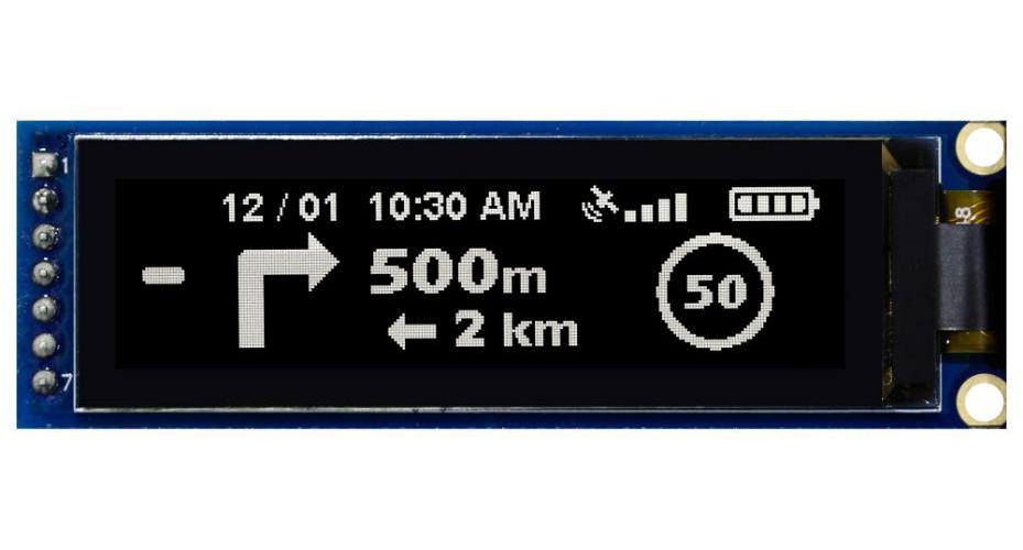 OLED Graphic Display Module, 256 x 64, White on Black, 3.3V, SPI - MDOB256064D1Y-WS