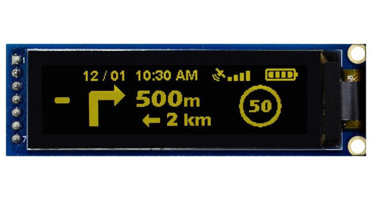 OLED Graphic Display Module, 256x64, Yellow on Black, 3.3V, Passive Matrix, SPI - MDOB256064D1Y-YS