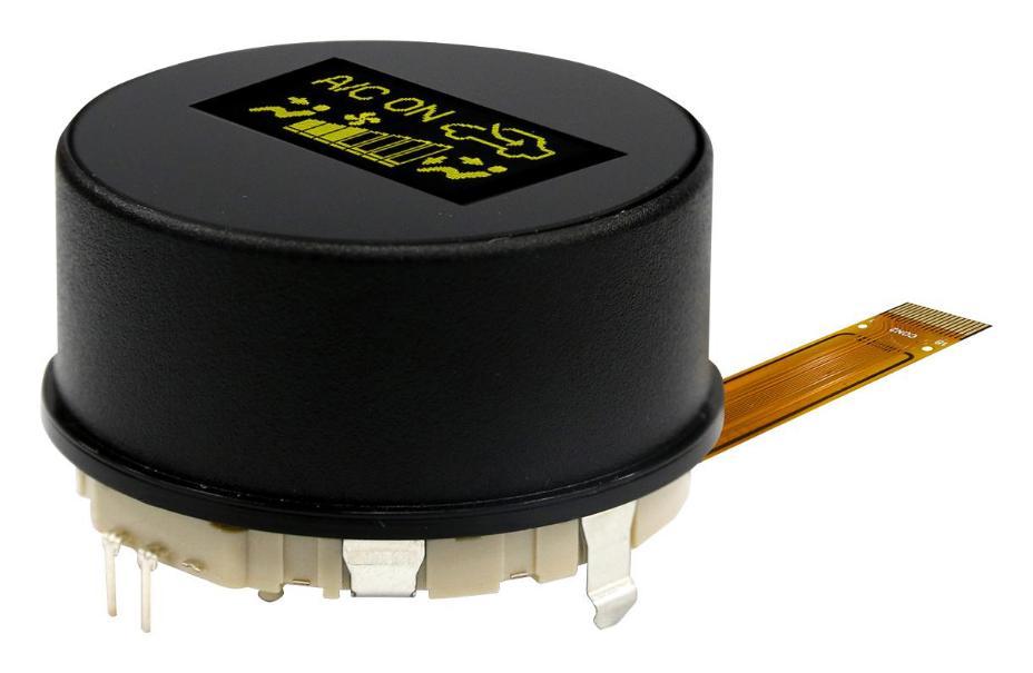 Graphic OLED Rotary Switch, 128x64, CTP Dial, Yellow on Black, 3V, SPI, I2C, - MDOD128064A1D-YM