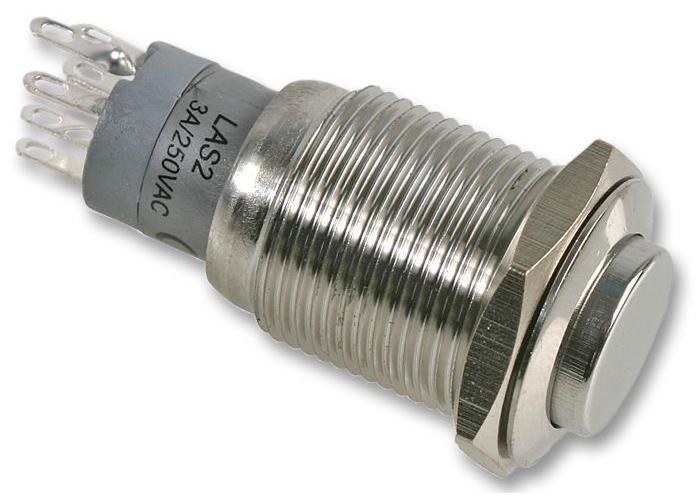 Raised Vandal Resistant Push Button Switch, Momentary, DPDT, 16.2mm, 3A, 250V AC - MP0045/3D0NN000