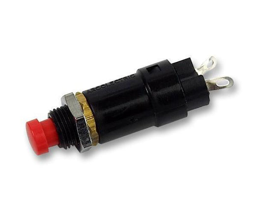 Round Push Button Switch, SPST-NO, Momentary, Red, 250V AC, 0.5A, 7.1mm - T0916SOAAB