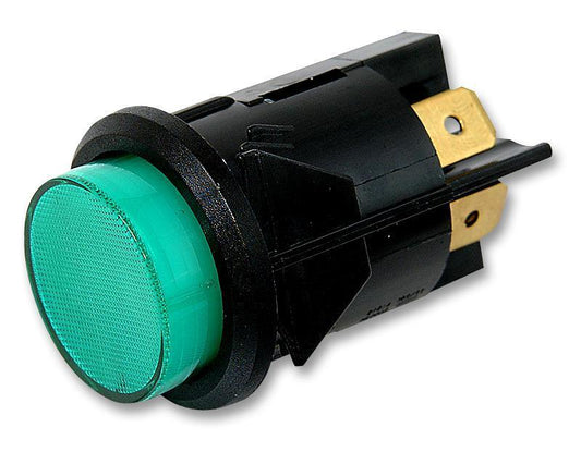 Push Button Switch, Green Illuminated, DPST, 25mm - C7053AFNAB