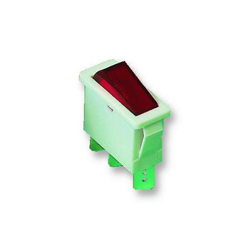 Rectangular Rocker Switch, On Off, SPST, Red Illuminated, 250V AC, 16A - C5503FQNAE