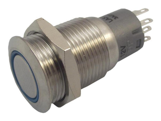 Flush Vandal Resistant Switch, DPDT, Momentary, Solder Lugs, 250V DC, 3A - MP0045/1D2BL012