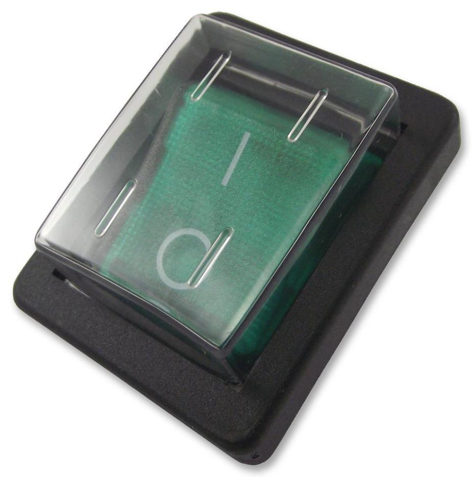 Antimicrobial Rocker Switch, On Off, SPST, Green, 250V AC, 16A - C1353ALGNCB