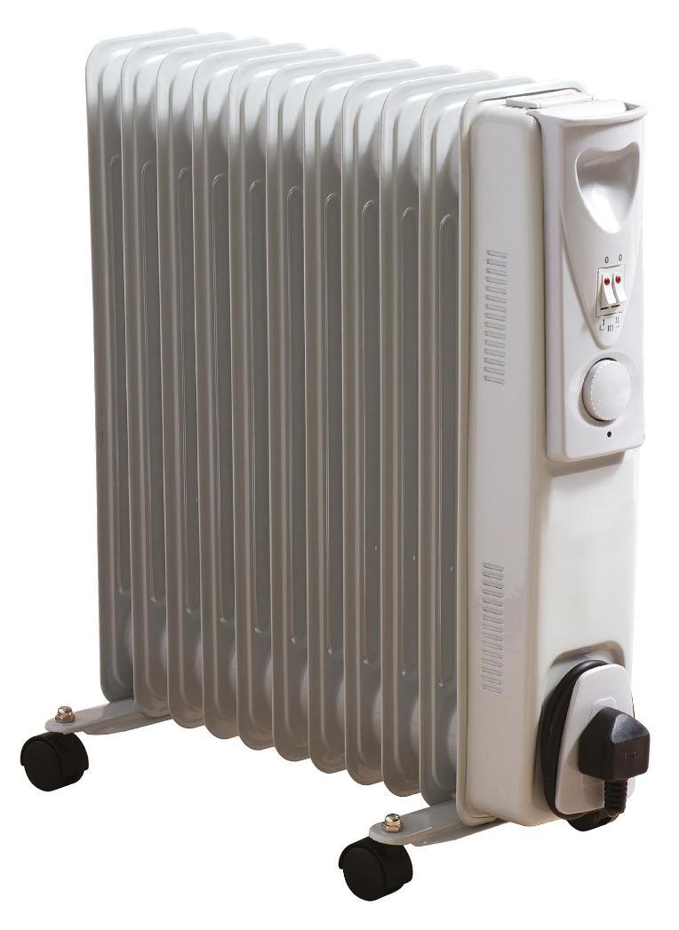 2.5kW 11 Fin Oil Filled Radiator, White - HEA1145GE