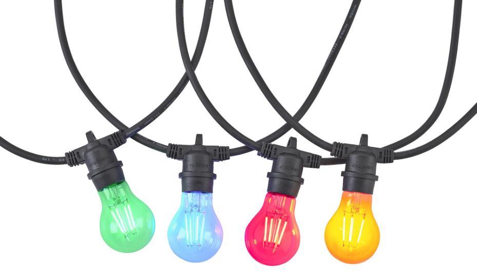 Outdoor Festoon String Kit with 12x E27 holders & A60 RGB Bulbs, 12m, IP54 - 86324