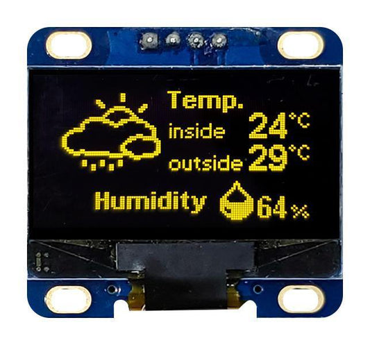 OLED Graphic Display Module, 128 x 64, Yellow on Black, I2C, SPI, Passive Matrix - MDOB128064XV-YI