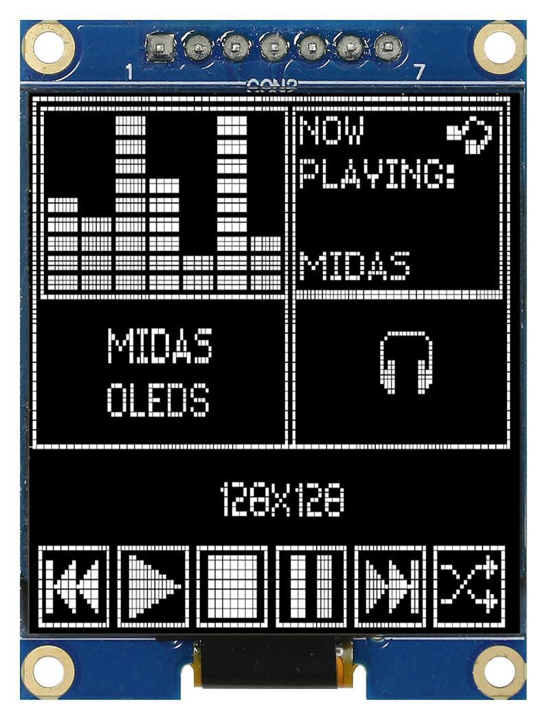 OLED Graphic Display Module, 128 x 128, White on Black, SPI, Passive Matrix - MDOB128128CV-WS