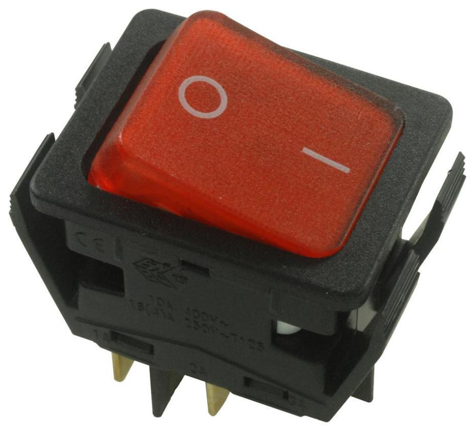 Illuminated Rocker Switch, Off On, DPST, 250V AC, 16A, Red - C6053ALNAE