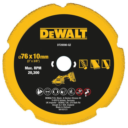 3" (76mm x 10mm) Diamond Multi-Material Cutting Disc - DT20590-QZ