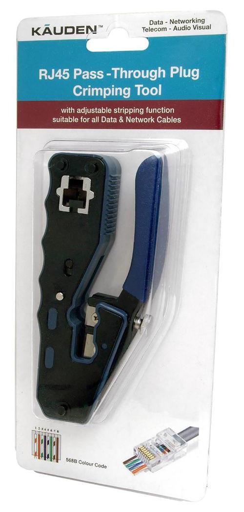 RJ45 Cat5e, Cat6, Cat6a Pass-Through Crimp and Stripper Tool - XT499