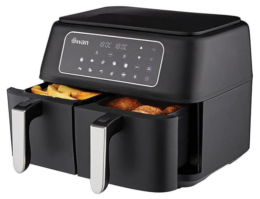 9 Litre Duo Digital Basket Air Fryer, Black - SD10410N