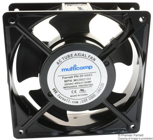 AC Axial Fan, 220V AC, Ball Bearing, 92CFM, 2650rpm, 120x120x38mm - MC002104