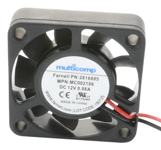 DC Axial Fan, Sleeve Bearing, 12V DC, 5.2CFM, 5800rpm, 40x40x10.5mm - MC002106