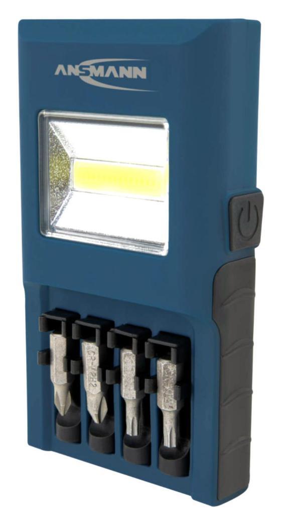 3W COB LED Worklight with Bit Holder, 4 Bits, 200lm, 17m, IP20, Blue - 1600-0303