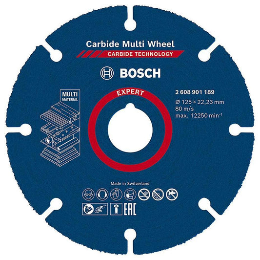 5&quot; (125mm x 1mm x 22.23mm) Angle Grinder Expert Carbide Multi-Material Cutting Disc - 2608901189