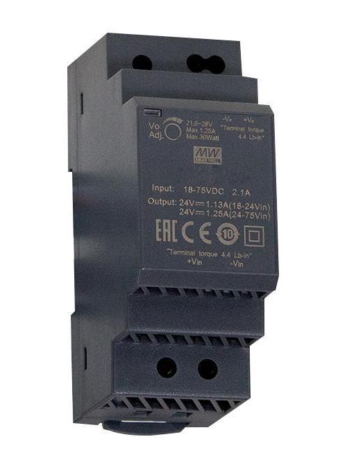 Isolated DIN Rail Mount DC/DC Converter, 5V, 6A, 30W - DDR-30G-5