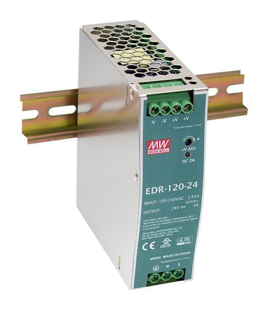 AC/DC DIN Rail Power Supply, 24V, 5A, 120W - EDR-120-24