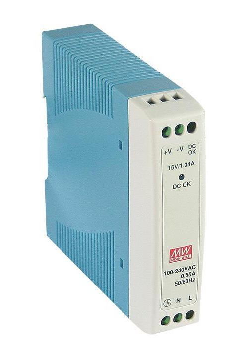 AC/DC DIN Rail Power Supply, 24V, 0.42A, 10W - MDR-10-24