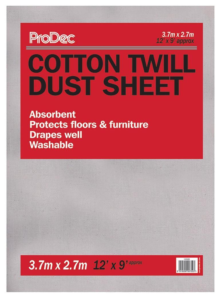 3.7m x 2.7m (12ft x 9ft) Cotton Twill Dust Sheet - 129SQB