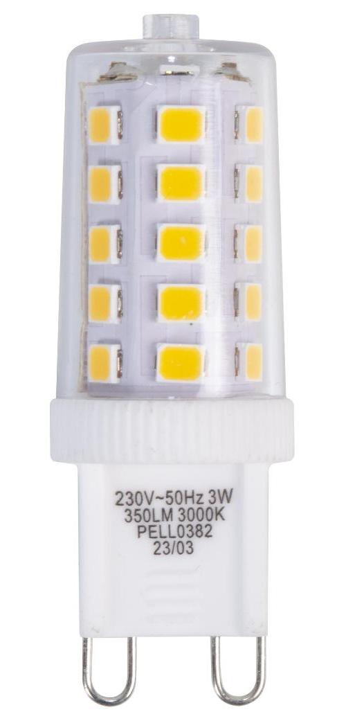 3W G9 Clear Capsule LED Bulb, 15mm, 3000K, 350lm - PELL0382