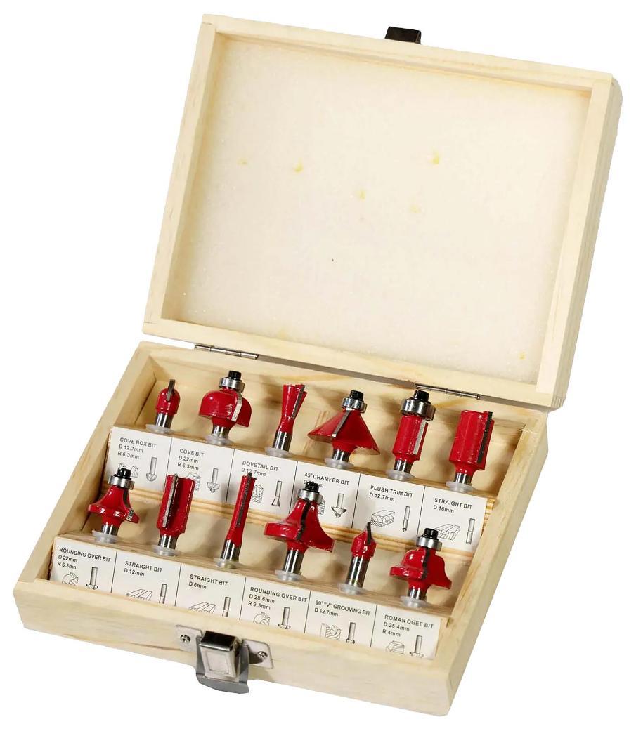 1/4&quot; TCT Router Cutter Bit Set, 12 Piece - 48587