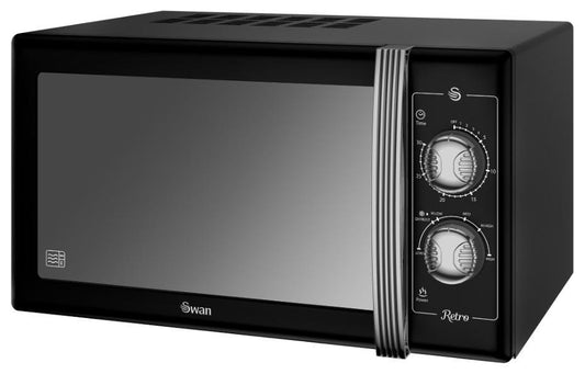 900W Solo Retro Manual Microwave 25L, Black - SM22070LBN