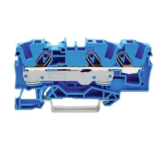 2 Conduct Through Terminal Block, Push in Cage Clamp, 35mm DIN Rail Mount, 20AWG to 8AWG, 800V, 41A, Blue - 2006-1304