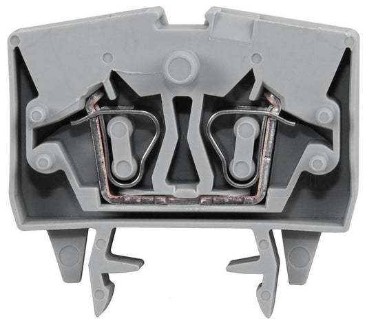 2 Conduct Miniature Through Terminal Block, Cage Clamp, 15mm Rail, 28AWG to 12AWG, 24A - 264-701