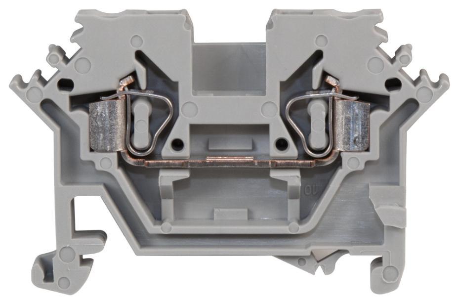 2 Conductor Through Terminal Block, 28AWG to 12AWG, 35mm DIN Rail, Cage Clamp, 24A, 800V - 280-601