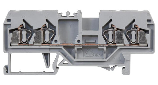 4 Conductor Through Terminal Block, 35mm DIN Rail, Cage Clamp, 28AWG to 12AG, 20A - 280-833