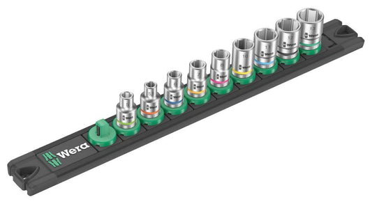 A 4 1/4&quot; Zyklop Socket Set with Magnetic Socket Rail, 9 Piece - 05005400001