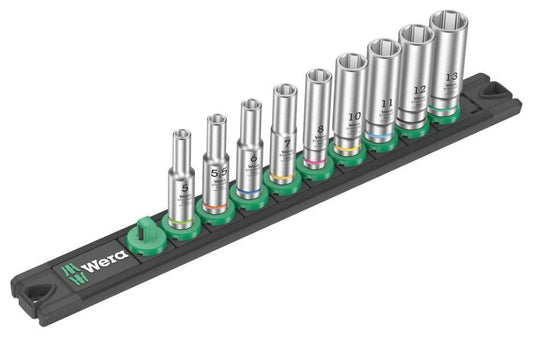 1/4&quot; Deep Socket Set with Magnetic Socket Rail, 9 Piece - 05005410001