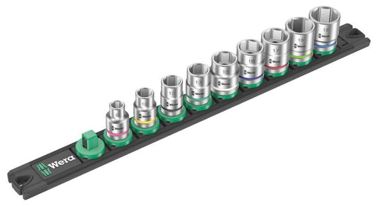 B 4 3/8&quot; Zyklop Socket Set with Magnetic Socket Rail, 9 Piece - 05005430001