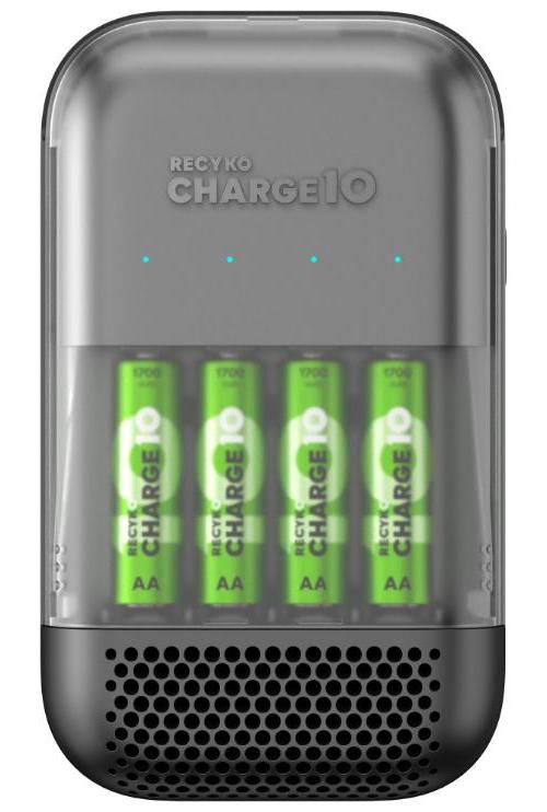 Recyko Charge10 10 Minute Fast Charger with 4x AA 1700mAh Charge10 NiMH Batteries - GPACSS491000