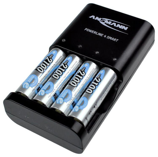 Powerline 4 Smart NiMH / NiCd Battery Charger with 4x AA 2100mAh Batteries - 1001-0049-UK-1