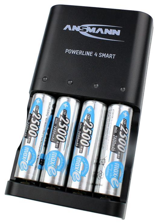 Powerline 4 Smart NiMH / NiCd Battery Charger with 4x AA 2500mAh Batteries - 1001-0049-UK-2