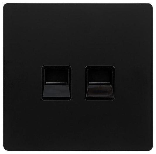 Telephone Socket, 2 Gang, Master, Black - SFBK121BK