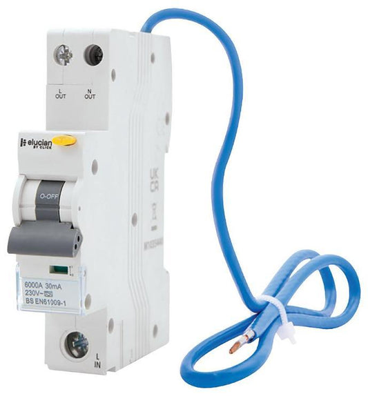 Type A Single Pole RCBO, B Curve, 6kA, 10A, 30mA - CU1RCBO10B