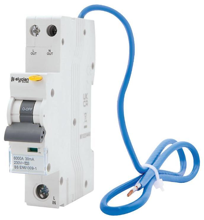 Type A Single Pole RCBO, C Curve, 6kA, 10A, 30mA - CU1RCBO10C