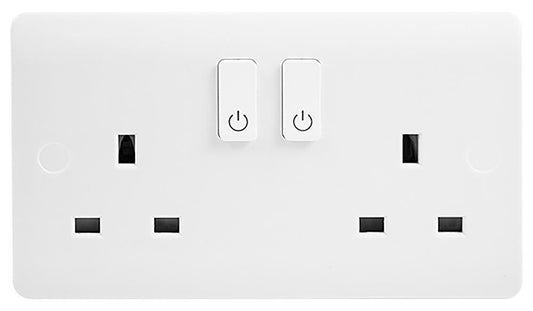 Smart Switched Socket, 2 Gang, 13A, White - CMA30036