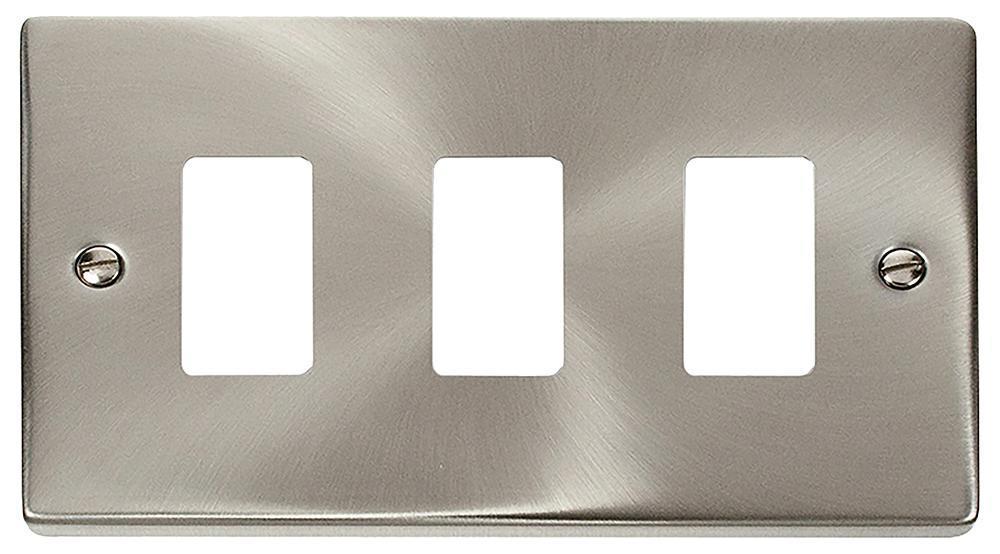 Deco Frontplate, 3 Gang, Satin Chrome - VPSC20403