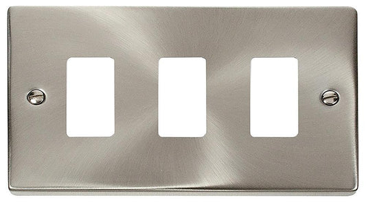 Deco Frontplate, 3 Gang, Satin Chrome - VPSC20403