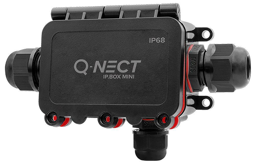 Q-Nect Connection Box, 4 Pole, 3 Way, 24A, Black/Red, IP68 - QOE8343BLK