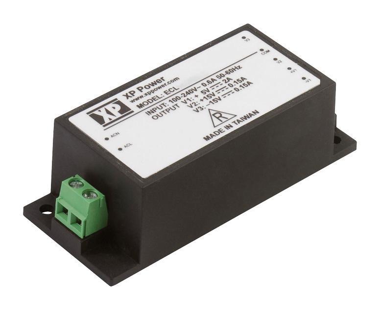 AC/DC Encapsulated Chassis Mount Power Supply, 5V/3A, +12V/0.63A, -12V/0.63A, 30W - ECL30UT02-S