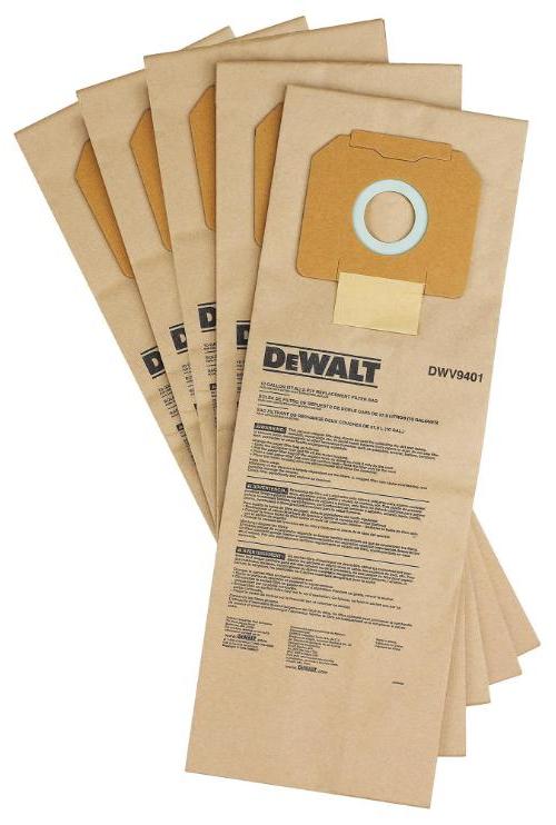 Paper Dust Bags for DWV902 & DWV905 Construction Dust Extractors, 5 Pack - DWV9401-XJ