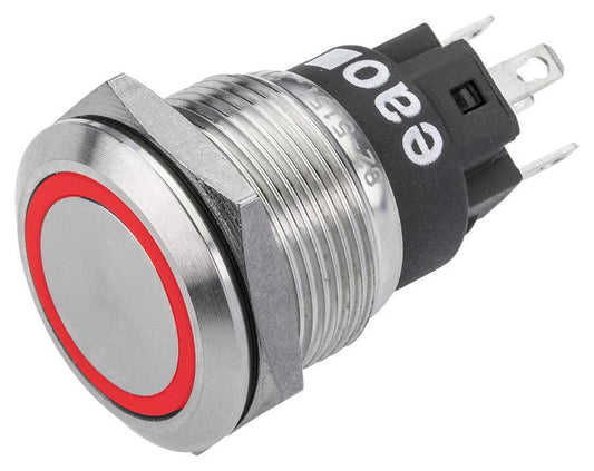 Vandal Resistant Push Button Switch, SPDT, Momentary, 24V DC, Red, 19mm - 82-5151.1114