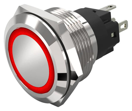 LED Vandal Resistant Push Button Switch, SPDT, Momentary, Red, 12V DC - 82-6151.1113